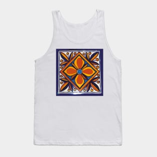 Yellow star talavera tile typical hand painted mosaic ceramic Tank Top